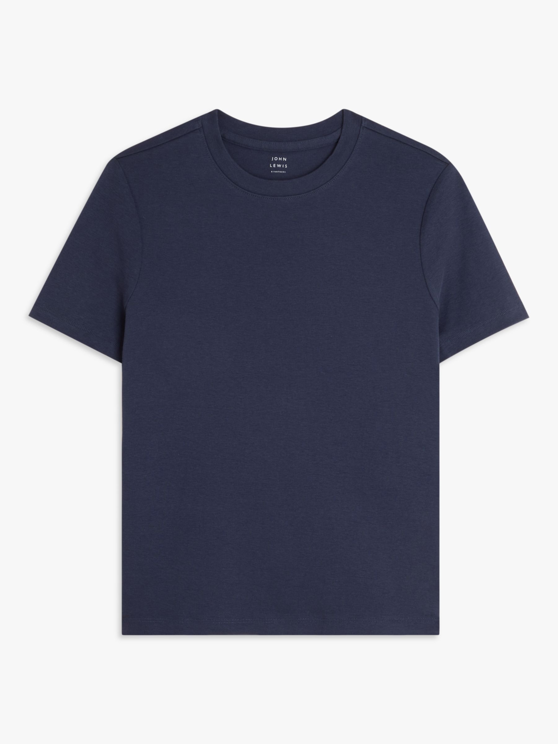 John Lewis Organic Cotton Short Sleeve Crew Neck T-Shirt, Navy at John ...