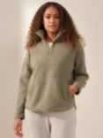 Truly Ecru Boucle 3/4 Zip Fleece, Slate Green