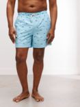John Lewis Recycled Polyester Shark Print Swim Shorts, Blue