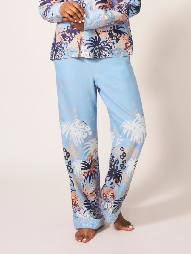 White Stuff Nina Zebra And Star Print Organic Cotton Blend Pyjama Shirt,  Blue/Multi at John Lewis & Partners