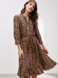 AND/OR Ikat Animal Print Tie Front Dress, Brown/Multi