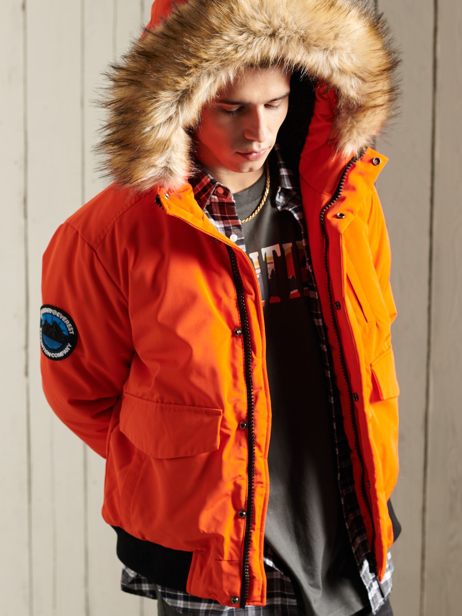 Superdry Everest Bomber Jacket, Orange at John Lewis & Partners