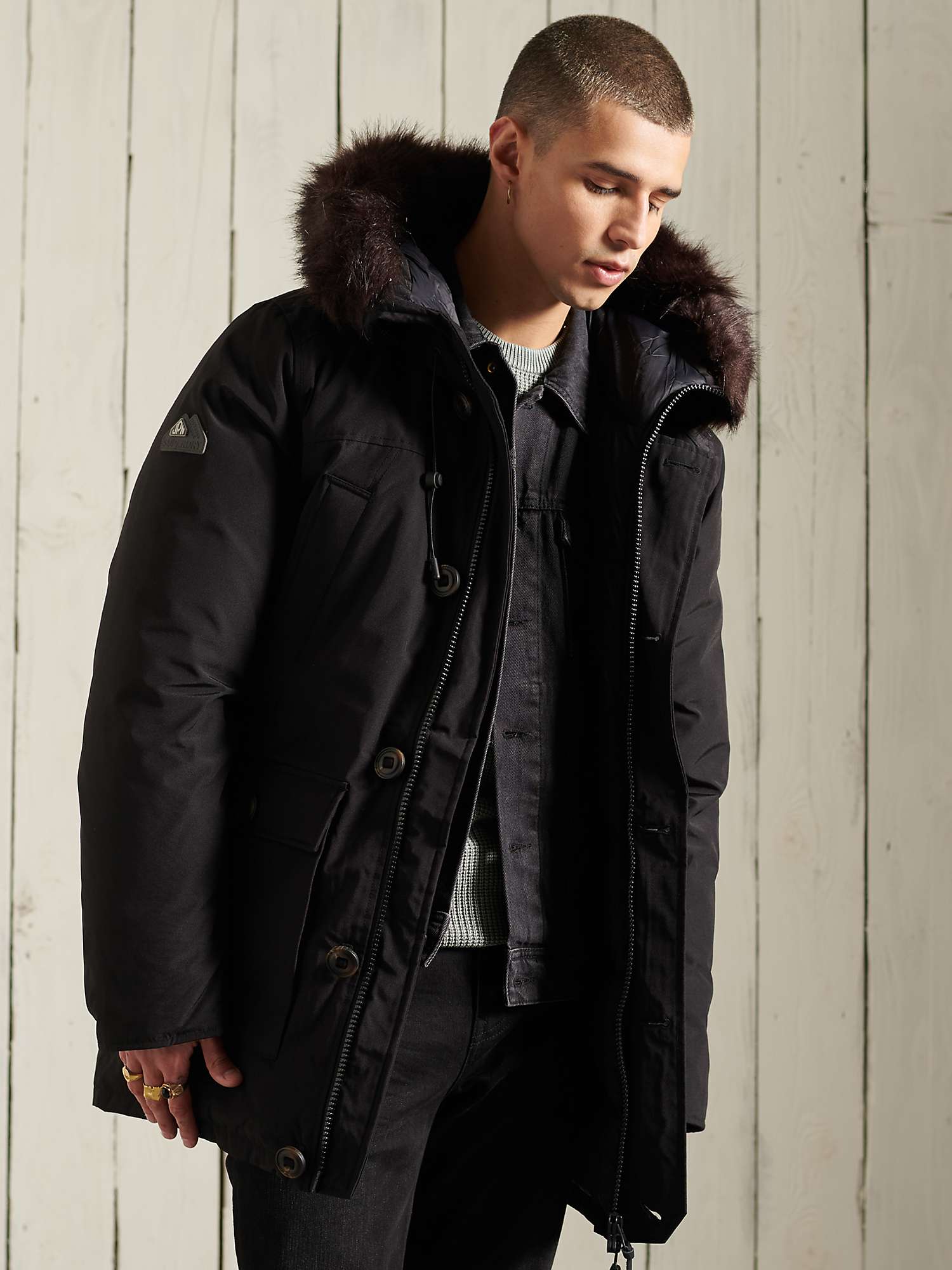 Superdry Rookie Down Parka Coat in Black for Men Mens Clothing Coats Parka coats 