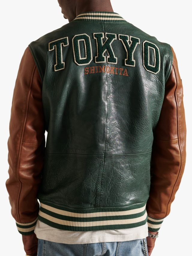 Buy Superdry Red Dry Leather Varsity Jacket from the Next UK