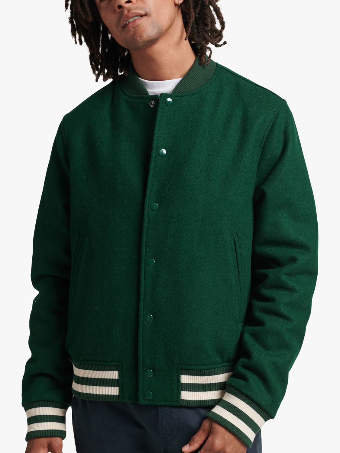 Superdry College Varsity Bomber Jacket, Enamel Green, S