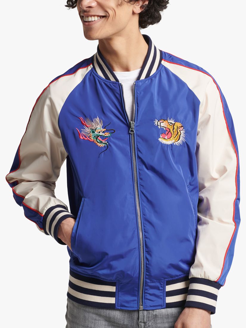 Superdry Vintage Suikajan Varsity Jacket, Mazarine Blue at John Lewis ...