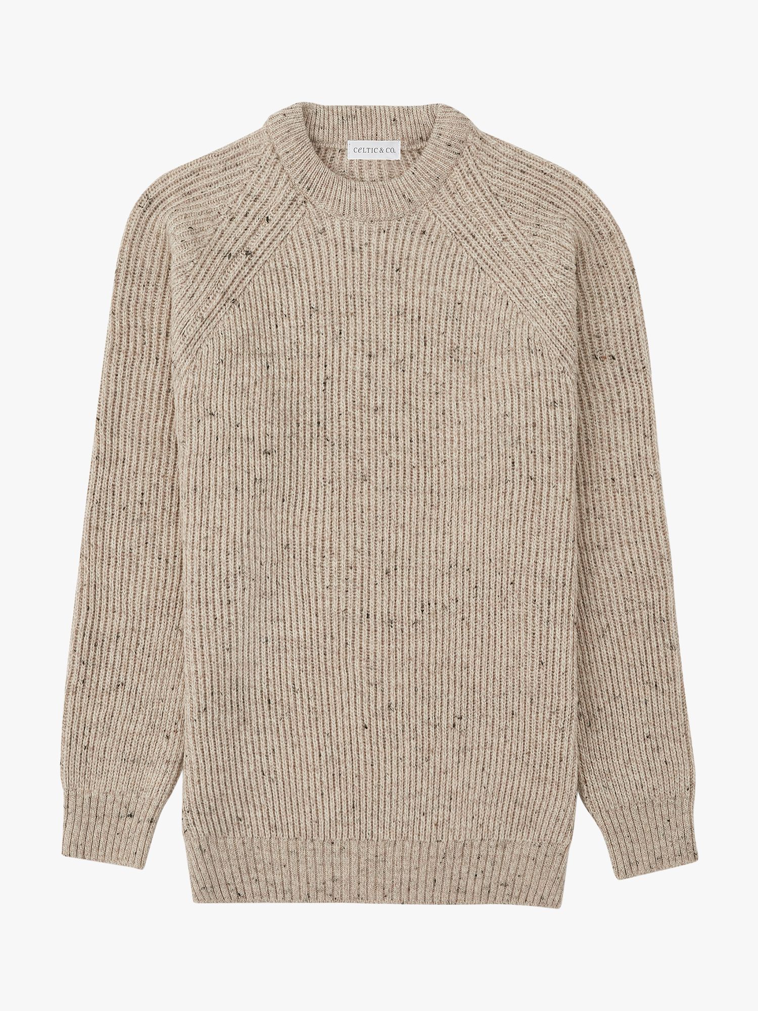 Celtic & Co. Ribbed Fishermans Jumper, Oatmeal Fleck at John Lewis ...