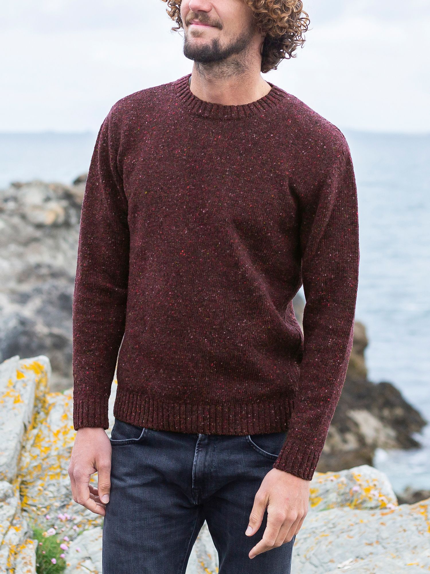 Celtic & Co. Men's Donegal Crew Neck Sweater - Indigo - X-Large