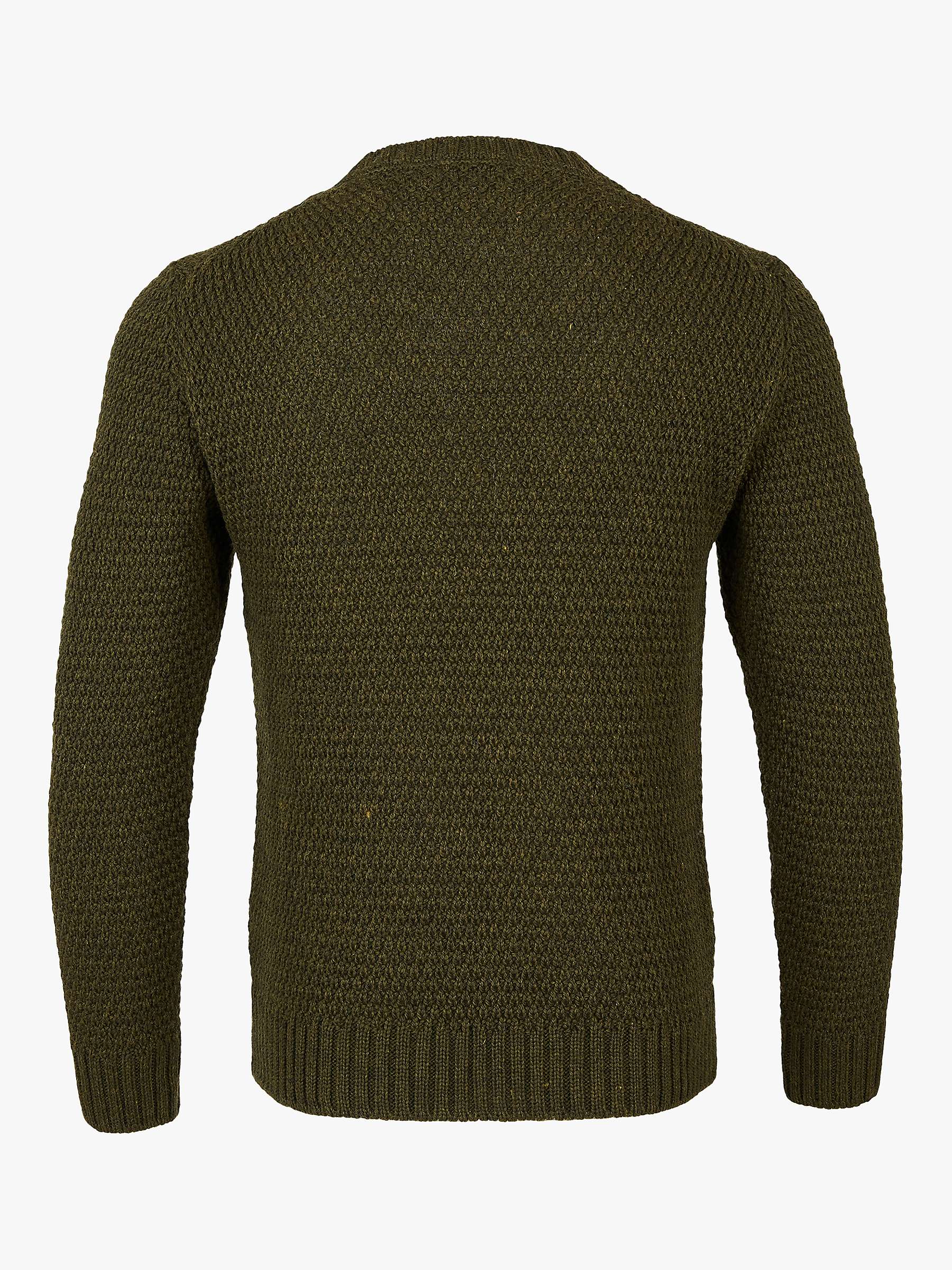 Celtic & Co. Cable Knit Crew Neck Jumper, Olive at John Lewis & Partners