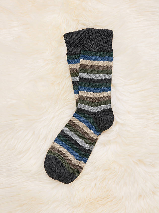 Celtic & Co. Wool Rich Stripe Ankle Socks, Earth/Multi