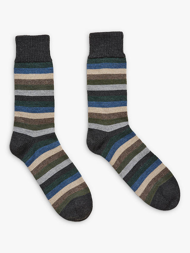 Celtic & Co. Wool Rich Stripe Ankle Socks, Earth/Multi