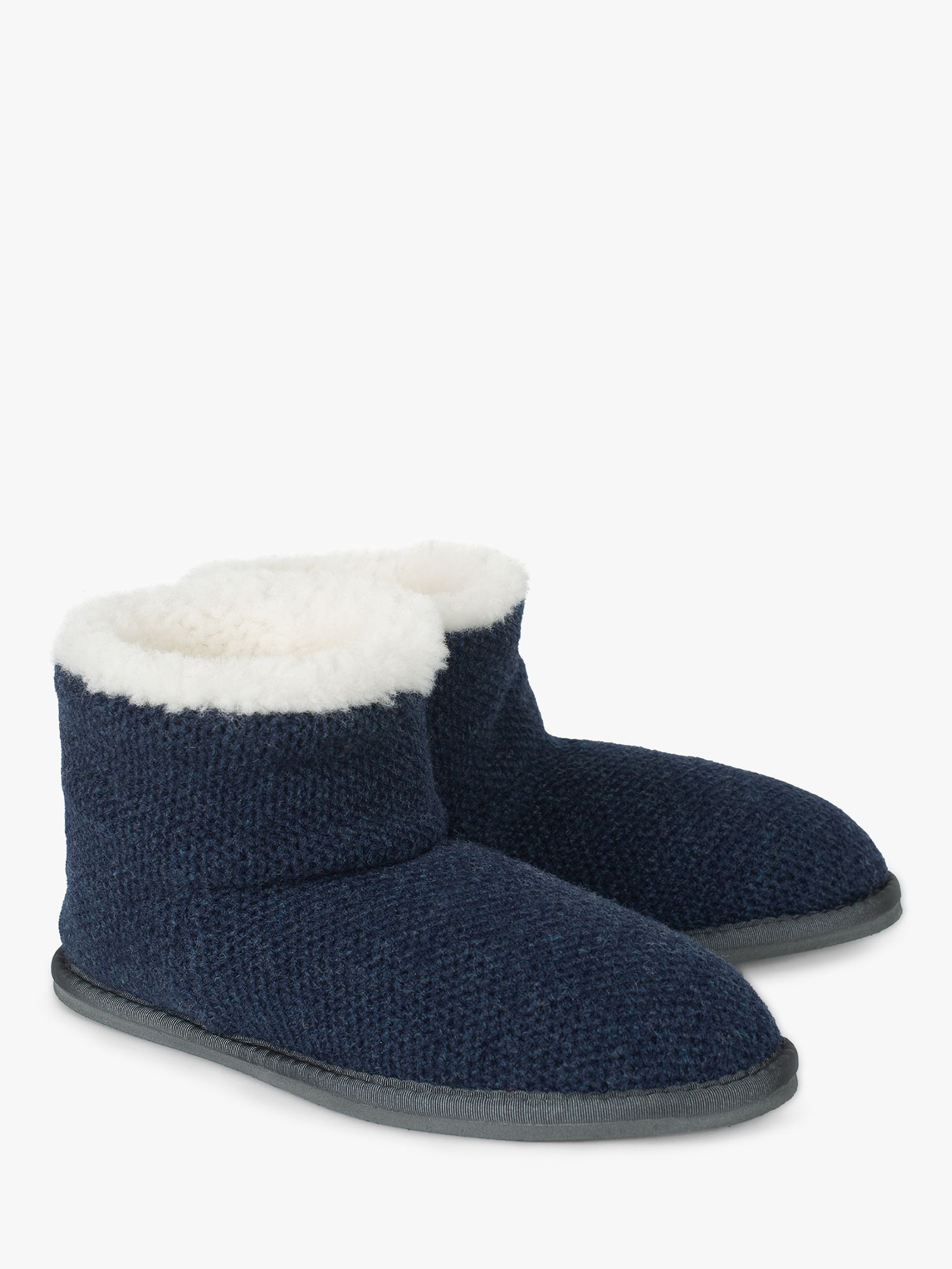 Celtic & Co. Knitted Boot Slippers, Navy at John Lewis & Partners