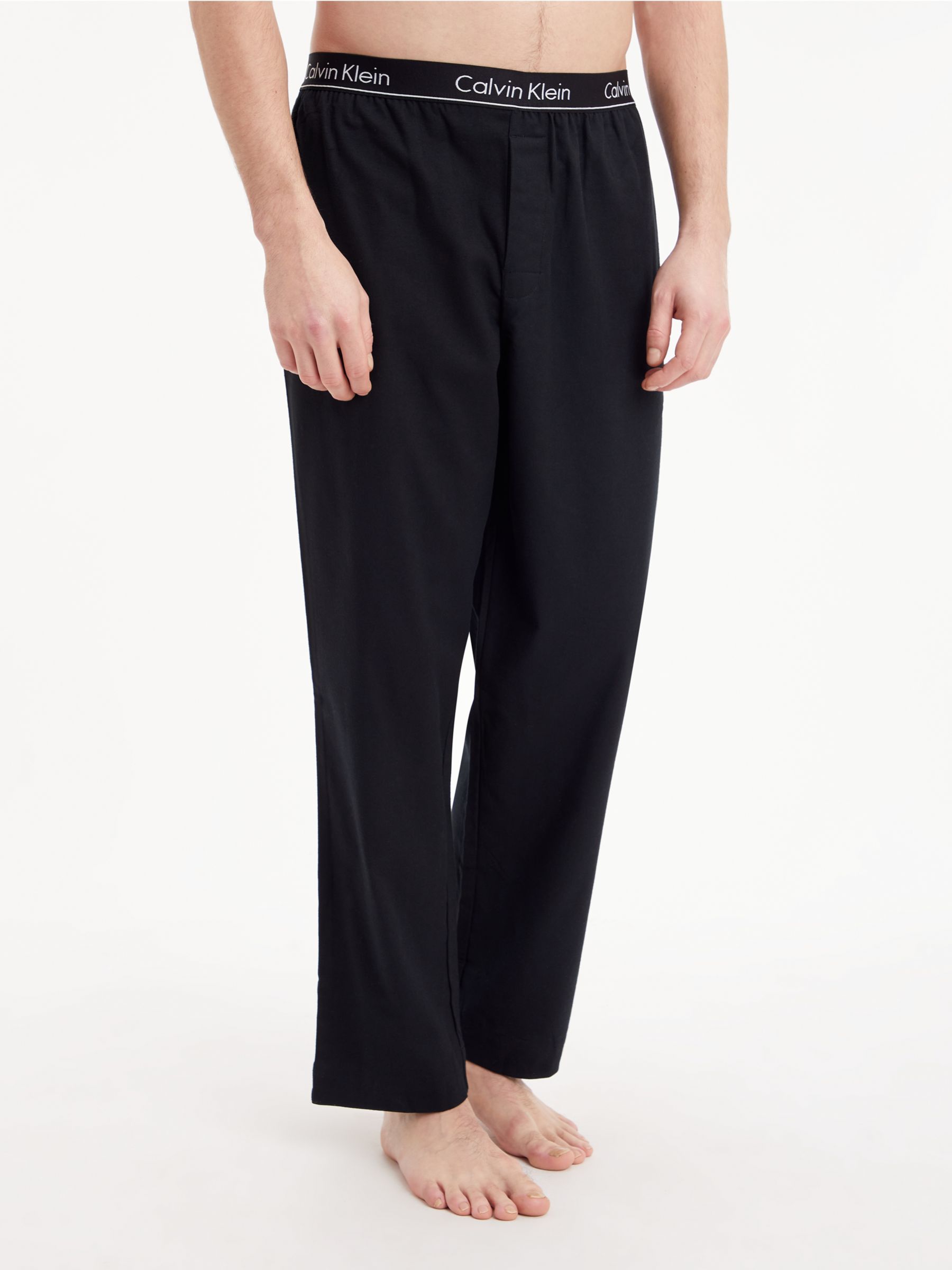 Calvin Klein Flannel Pyjama Bottoms, Black at John Lewis & Partners