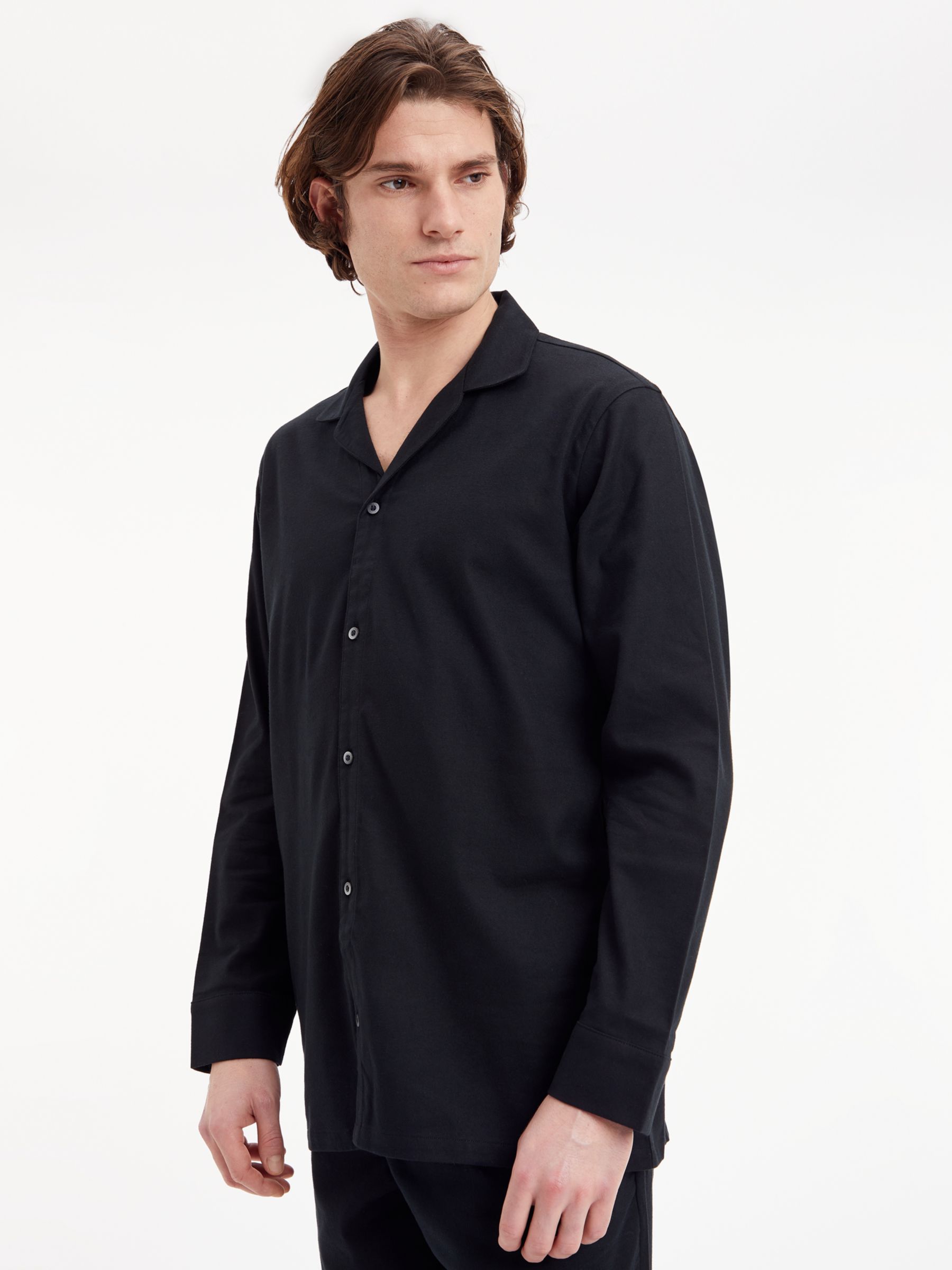 Calvin Klein Long Sleeve Flannel Pyjama Shirt, Black at John Lewis ...