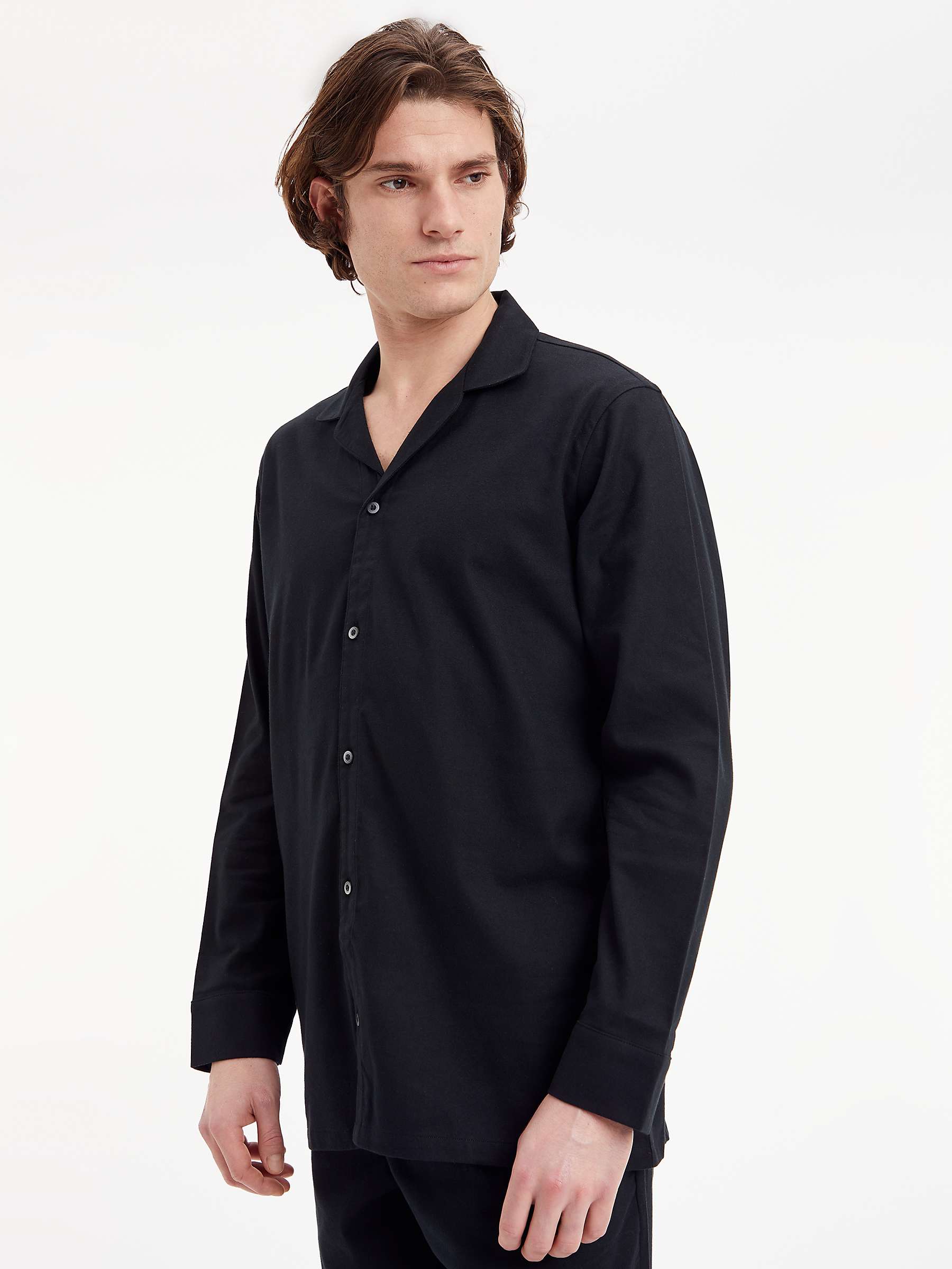Buy Calvin Klein Long Sleeve Flannel Pyjama Shirt, Black Online at johnlewis.com