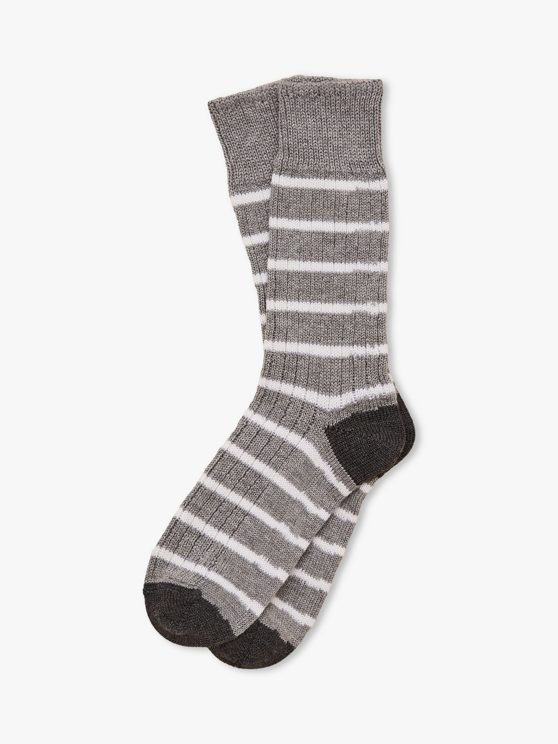 Celtic & Co. Merino Wool Rich Stripe Ankle Socks, Silver Grey/White at ...