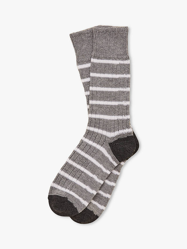 Celtic & Co. Merino Wool Rich Stripe Ankle Socks, Silver Grey/White