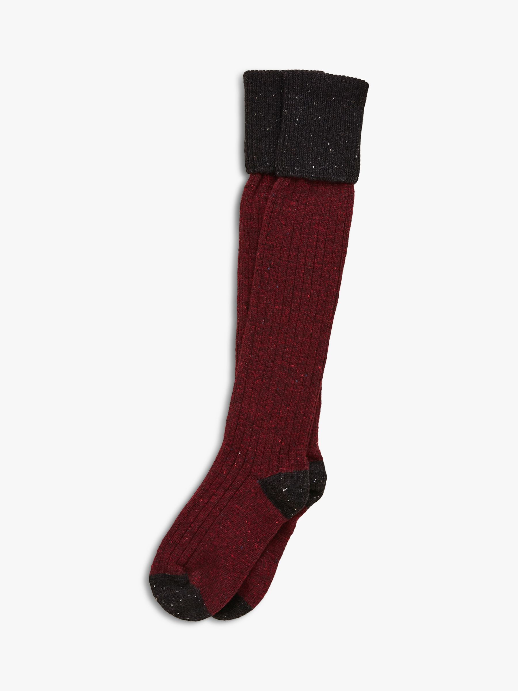Celtic & Co. Wool Cashmere and Silk Knee High Ribbed Socks, Claret at ...