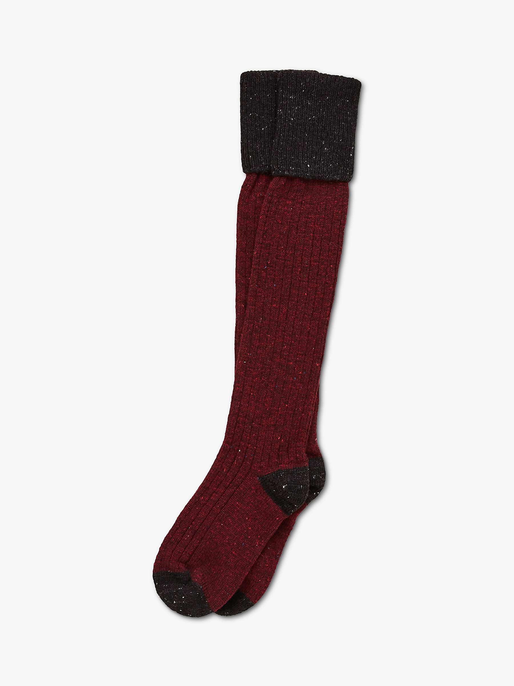 Buy Celtic & Co. Wool Cashmere and Silk Knee High Ribbed Socks, Claret Online at johnlewis.com