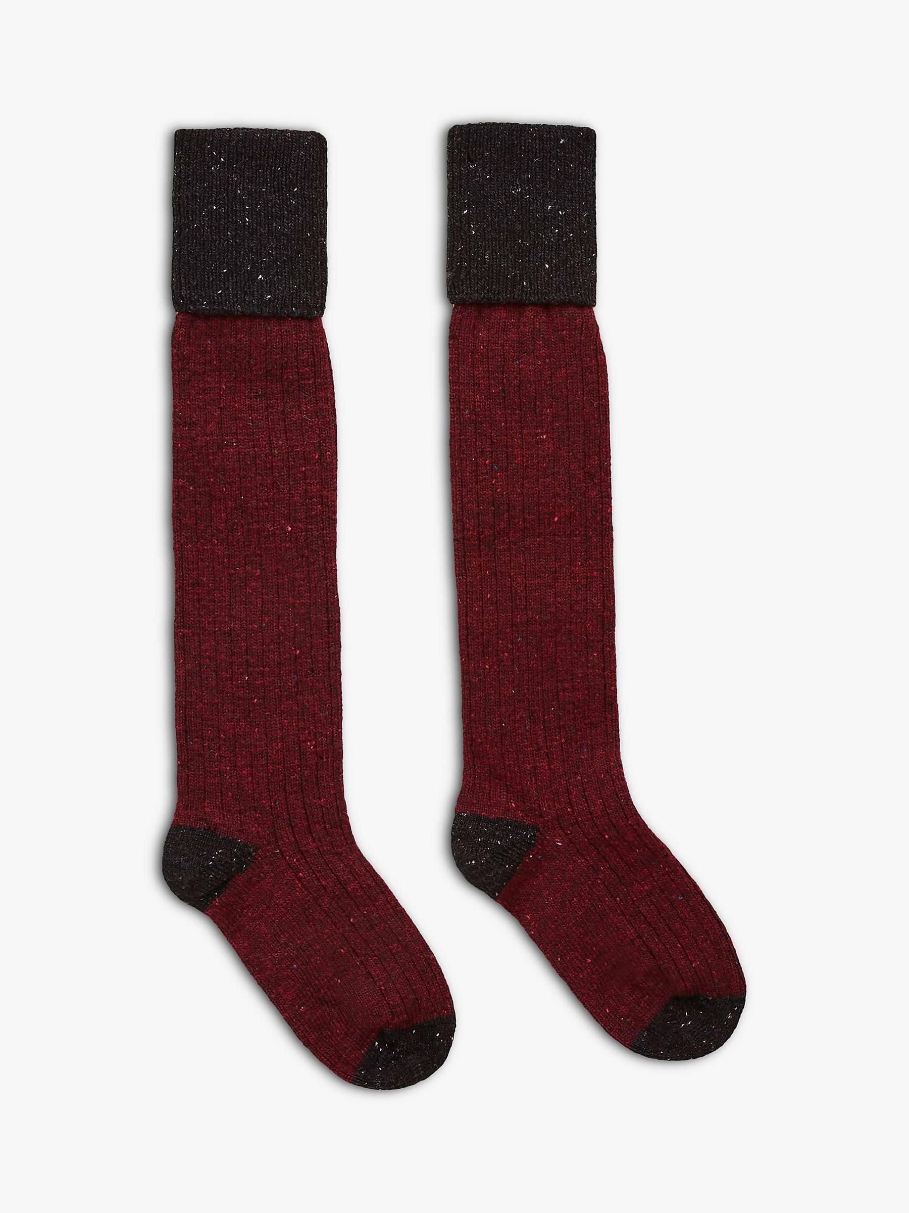 Buy Celtic & Co. Wool Cashmere and Silk Knee High Ribbed Socks, Claret Online at johnlewis.com