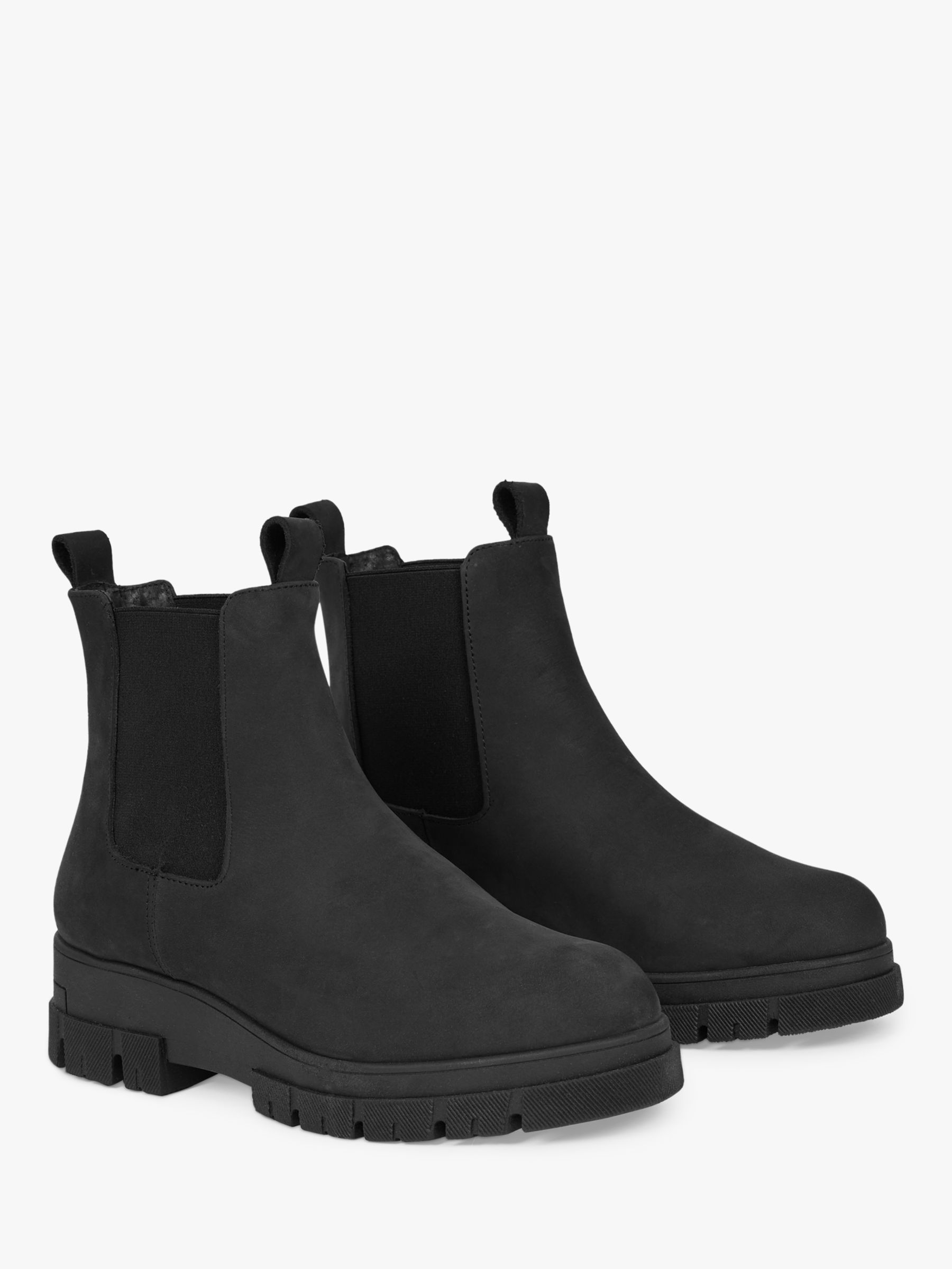 Celtic & Co. Leather Chunky Chelsea Ankle Boots, Black at John Lewis ...