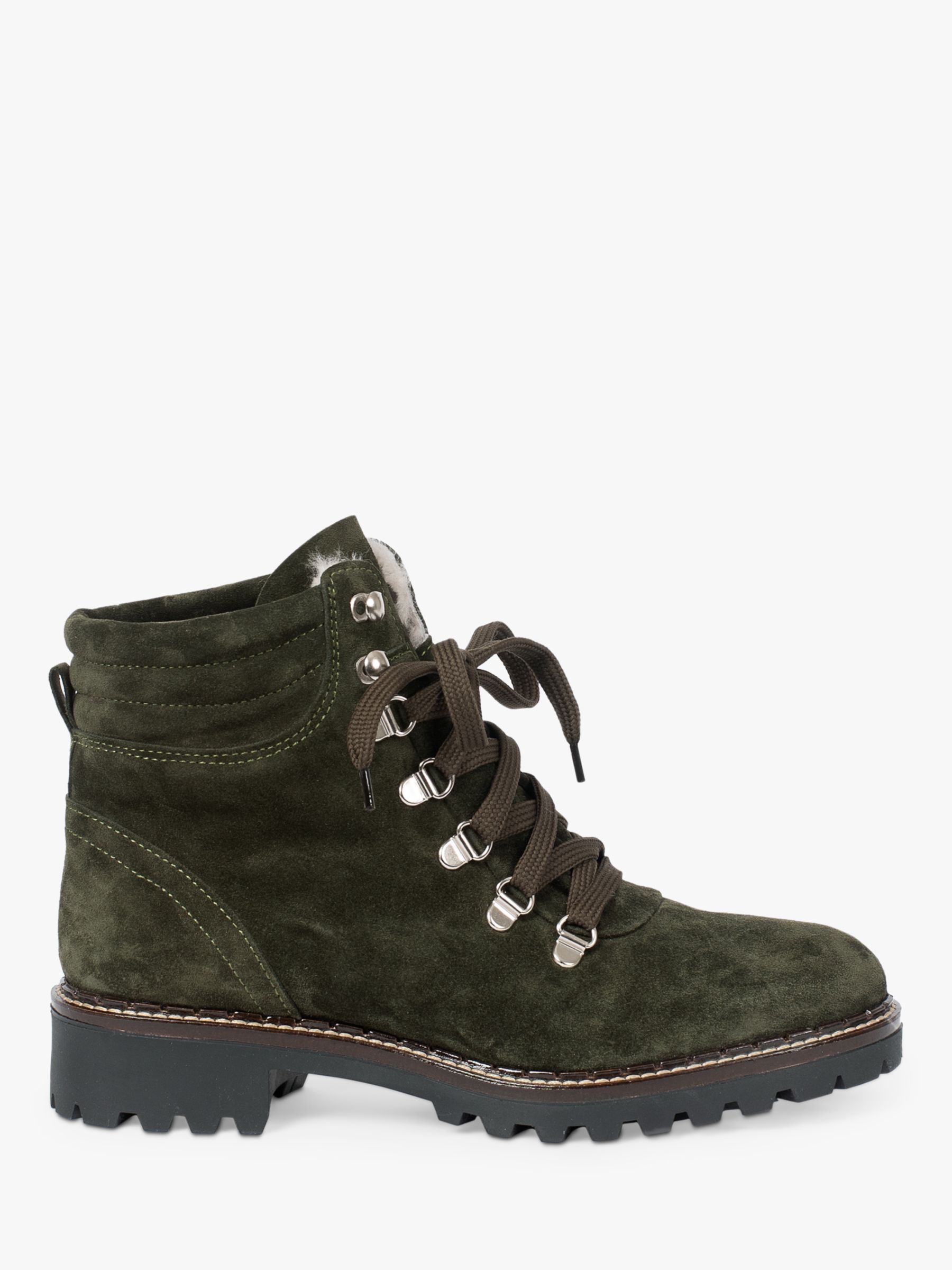 Celtic & Co. Suede Lace Up Hiker Boots, Olive at John Lewis & Partners