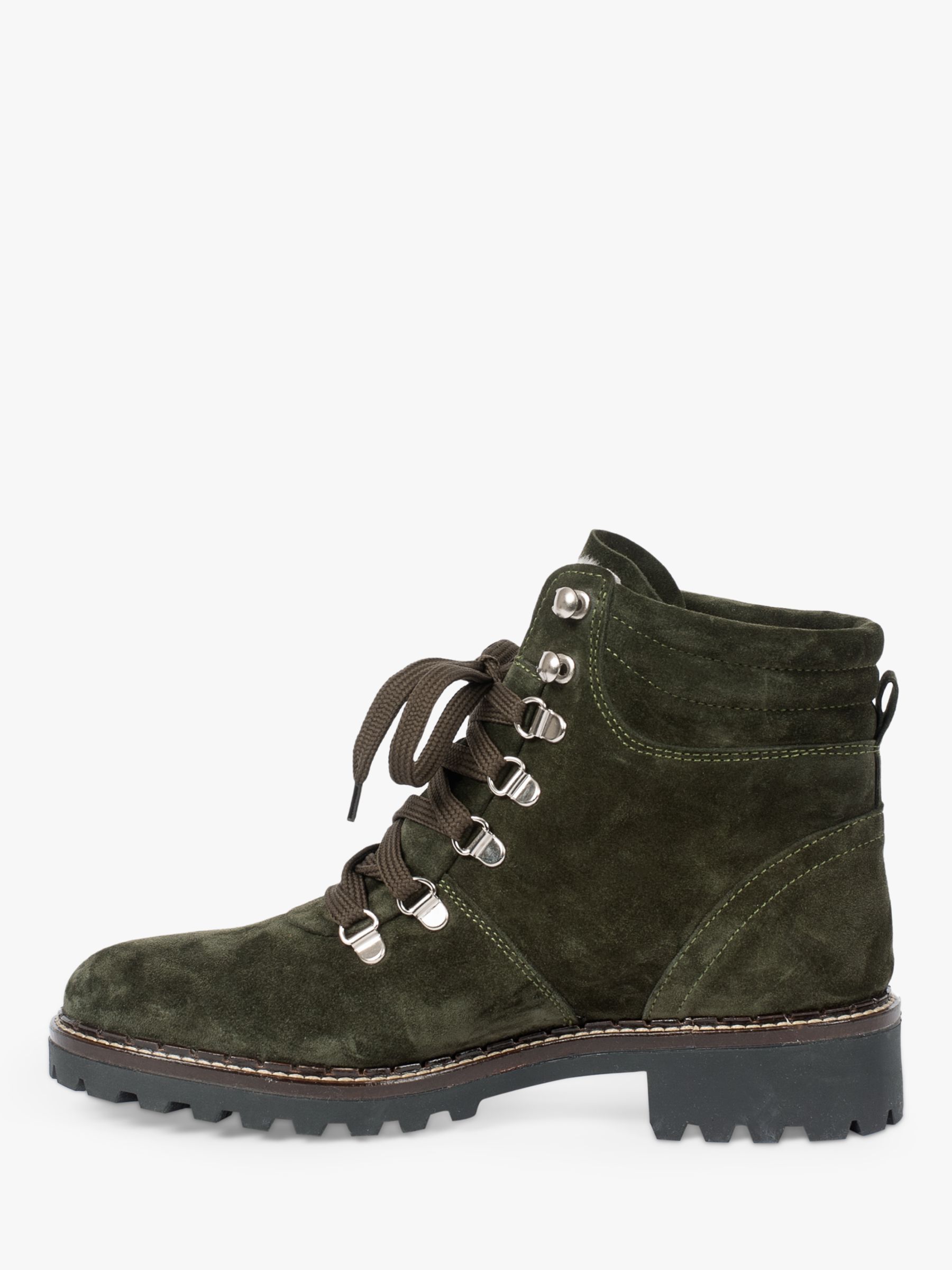 Celtic & Co. Suede Lace Up Hiker Boots, Olive at John Lewis & Partners