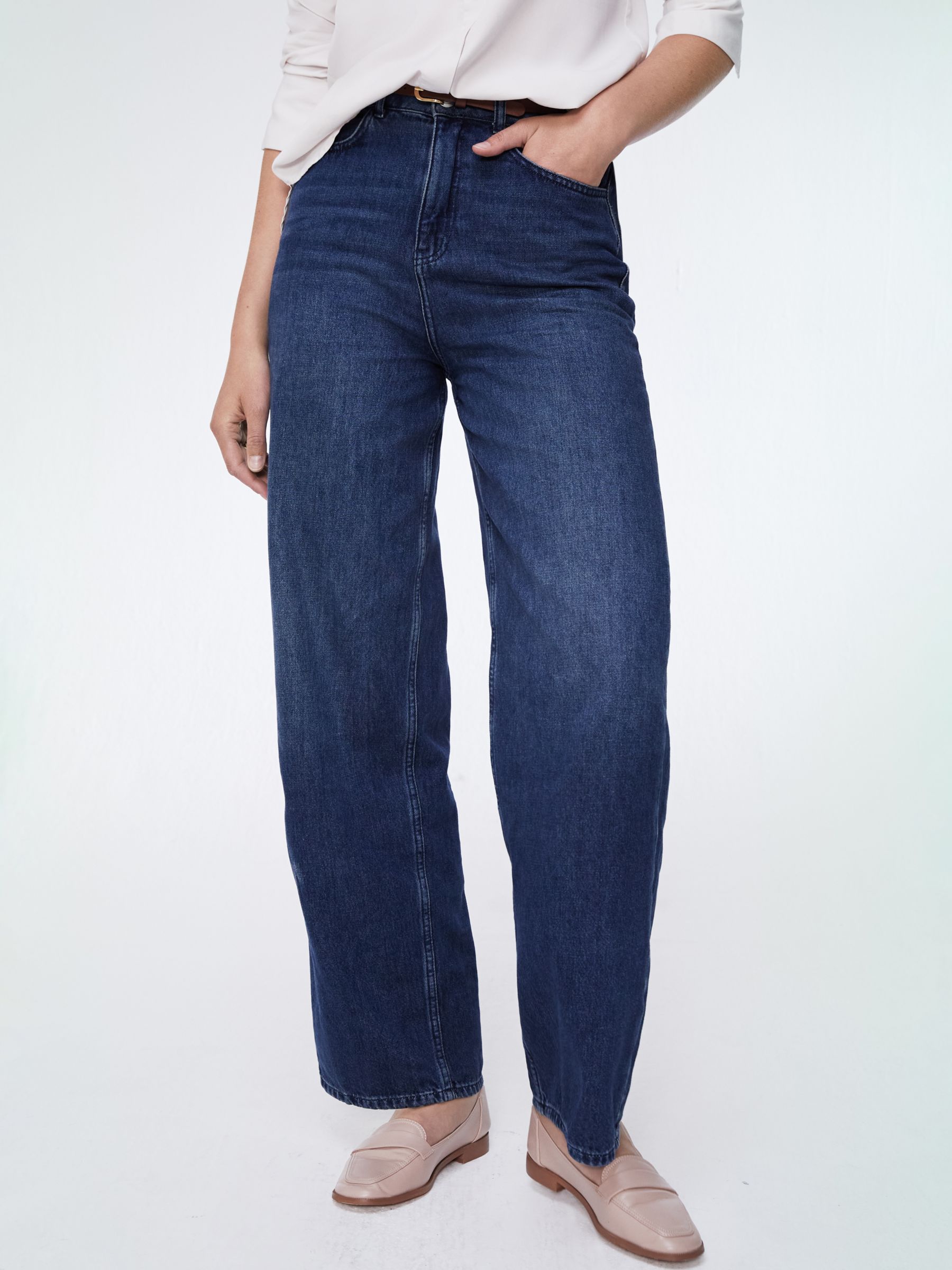 Buy Baukjen Organic Cotton Classic Wide Leg Jeans, Mid Indigo Online at johnlewis.com