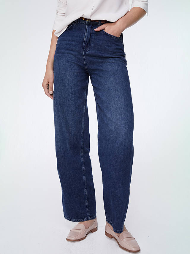 Baukjen Organic Cotton Classic Wide Leg Jeans, Mid Indigo