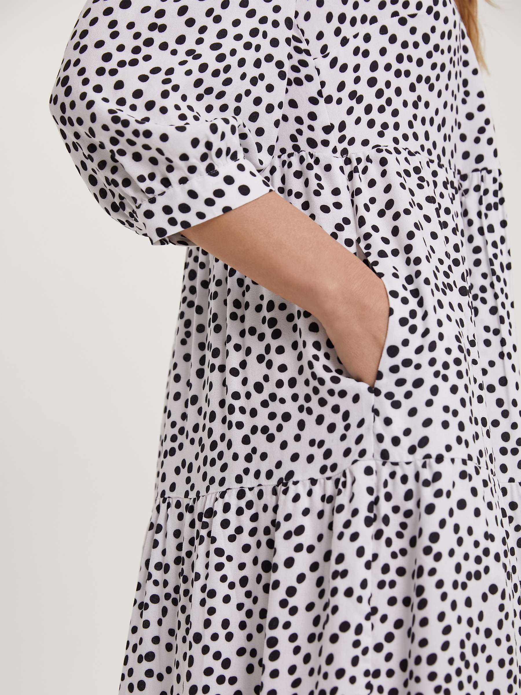 Buy Baukjen Bedelia Spotted Tiered Midi Dress, Soft White Online at johnlewis.com