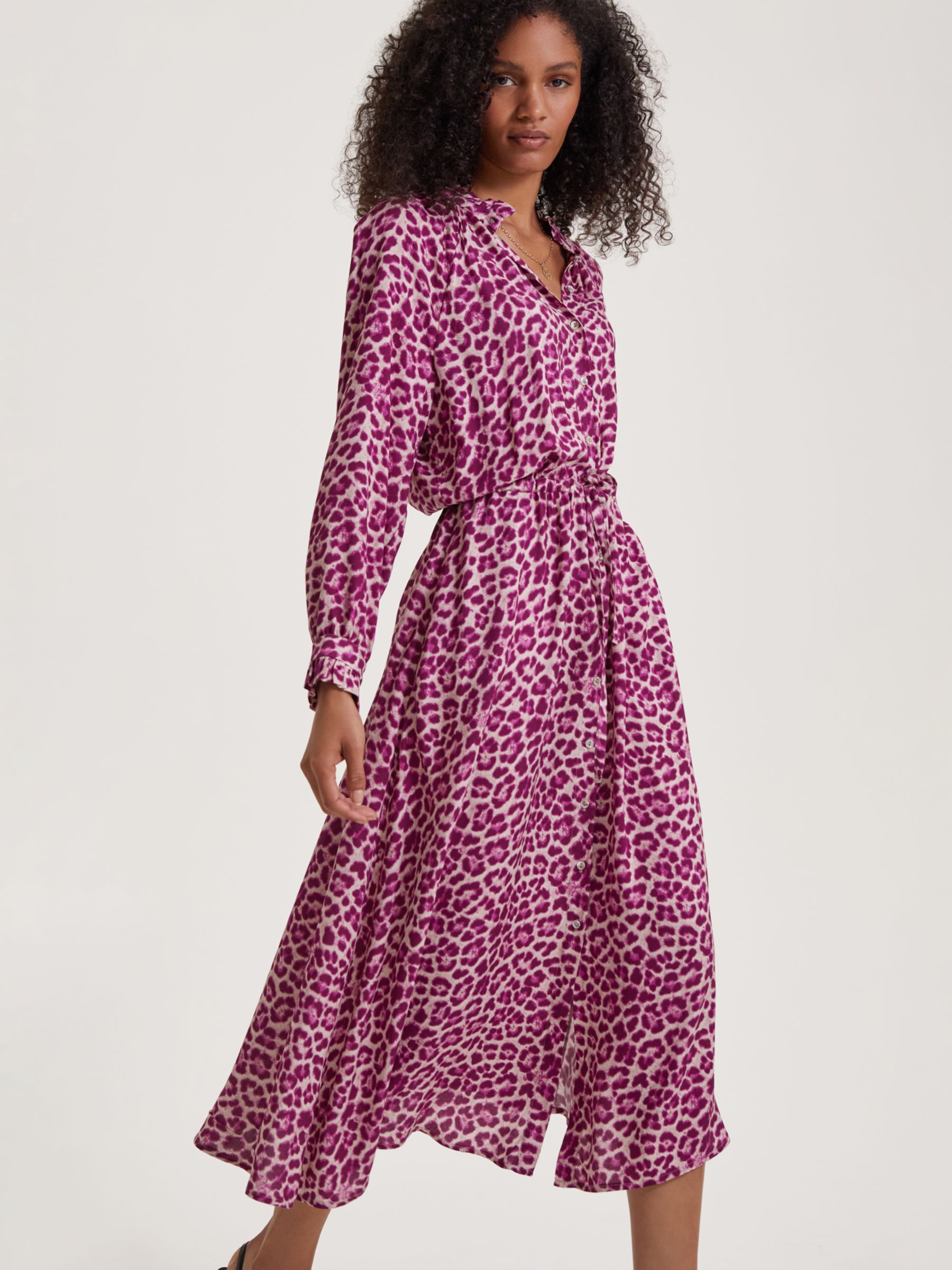 Baukjen Luna Midi Dress, Dahlia Leopard Print at John Lewis & Partners