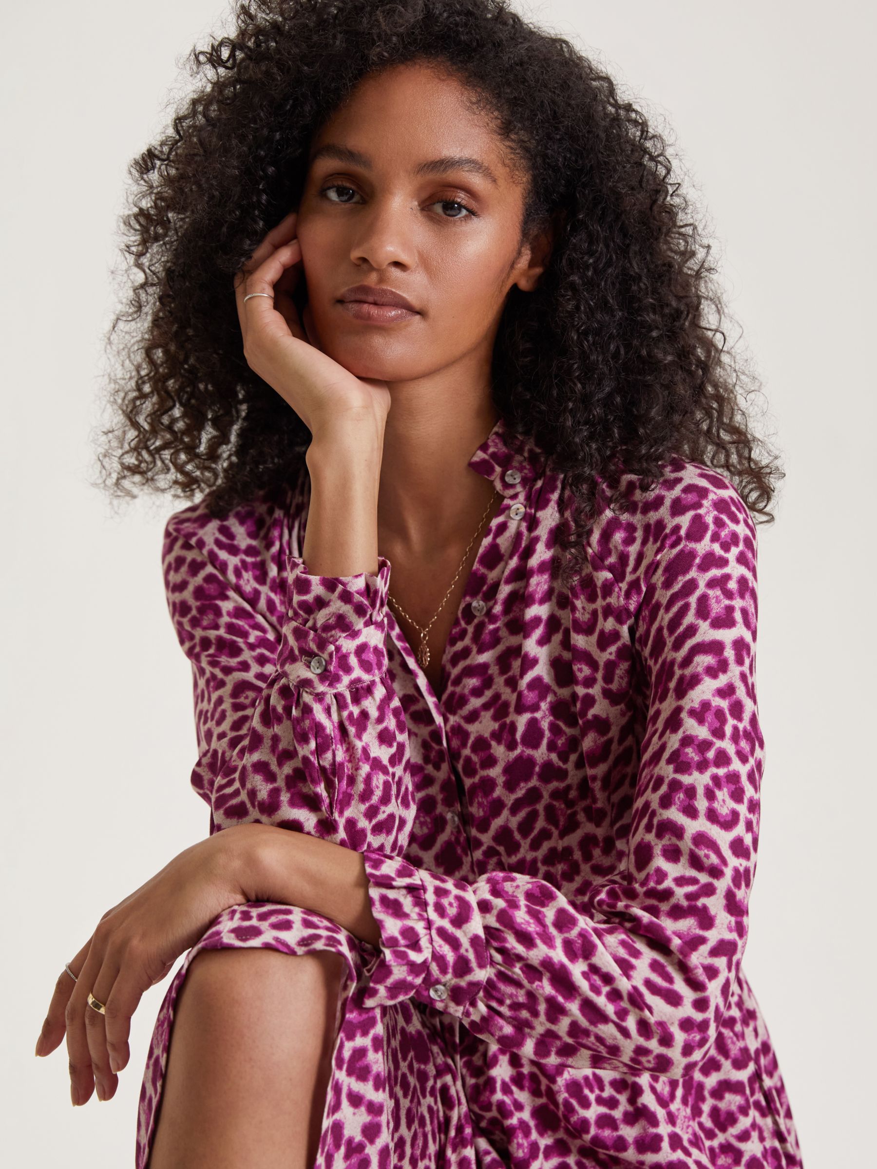 Buy Baukjen Luna Midi Dress, Dahlia Leopard Print Online at johnlewis.com