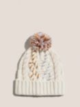 White Stuff Heart Cable Knit Stitch Hat, Natural/Multi