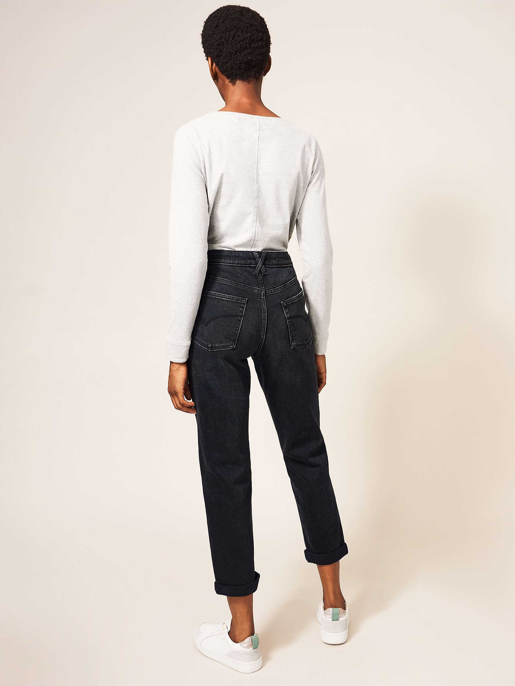 White Stuff Katy Relaxed Slim Jeans, Washed Black at John Lewis & Partners