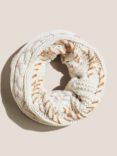 White Stuff Heart Cable Knit Stitch Snood, Natural/Multi