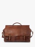 Celtic & Co. Frame Crocodile Embossed Leather Holdall, Burnt Honey