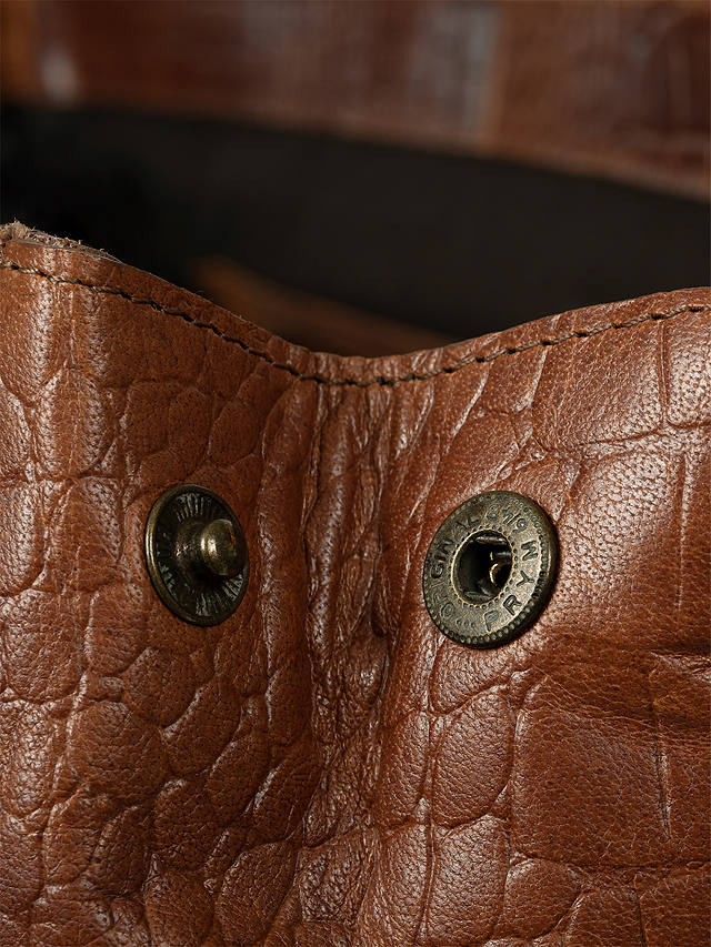 Celtic & Co. Frame Crocodile Embossed Leather Holdall, Burnt Honey