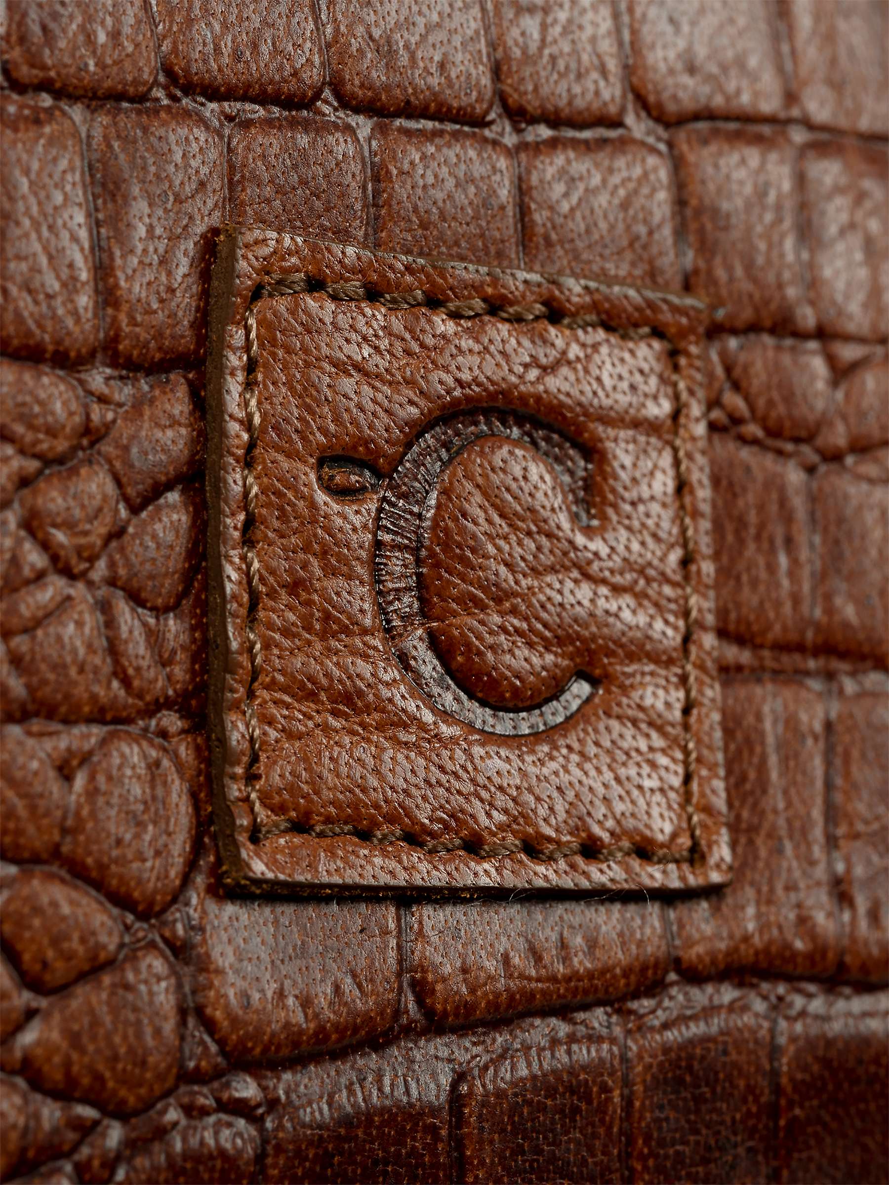 Buy Celtic & Co. Frame Crocodile Embossed Leather Holdall, Burnt Honey Online at johnlewis.com