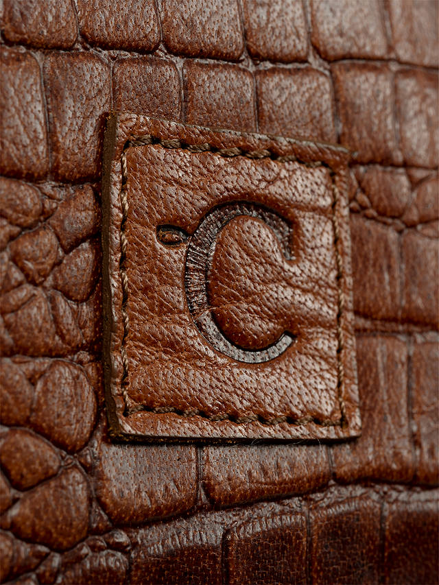 Celtic & Co. Frame Crocodile Embossed Leather Holdall, Burnt Honey