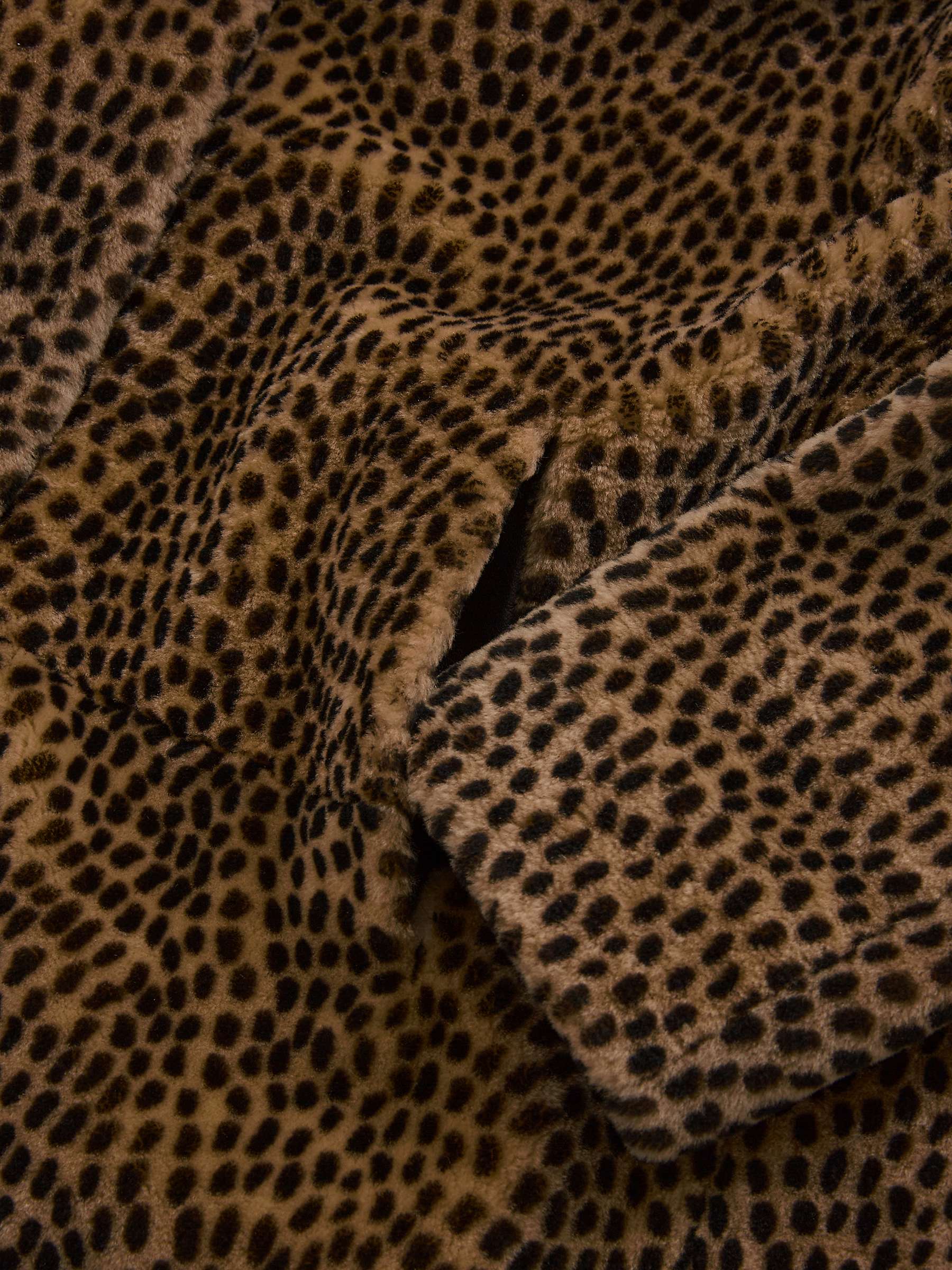 Celtic & Co. Cheetah Print Sheepskin Coat, Brown at John Lewis & Partners