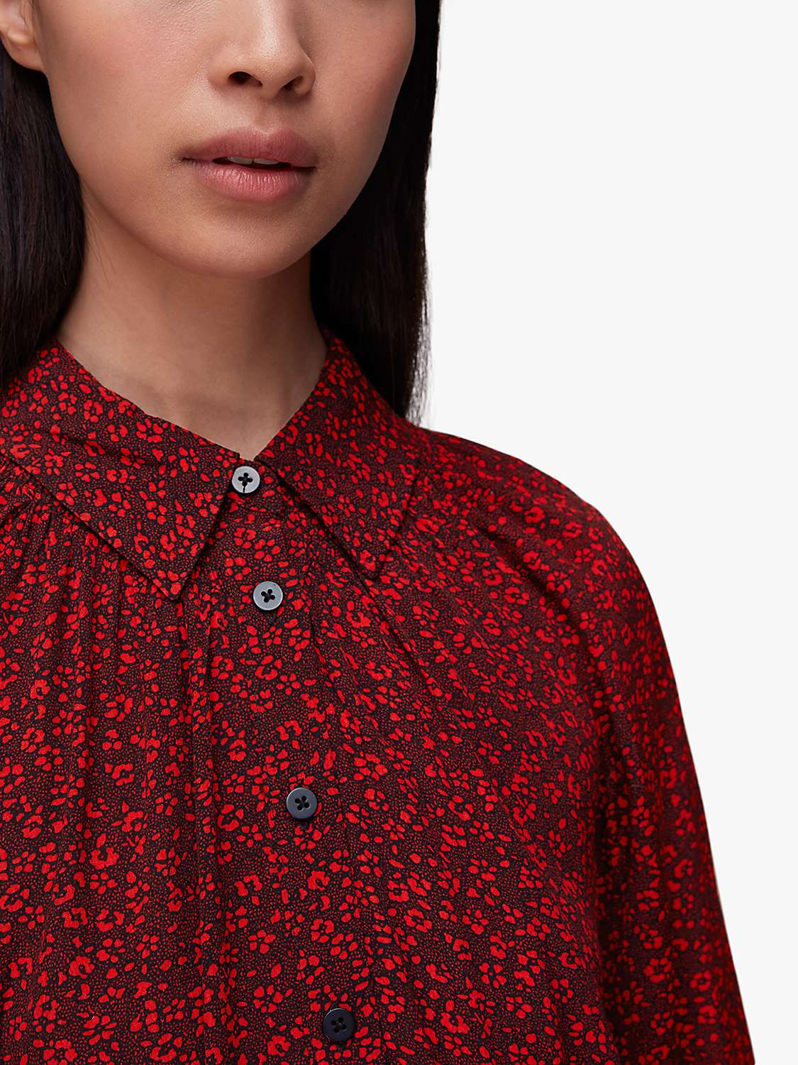 Buy Whistles Pansy Dot Maxi Shirt Dress, Red/Multi Online at johnlewis.com