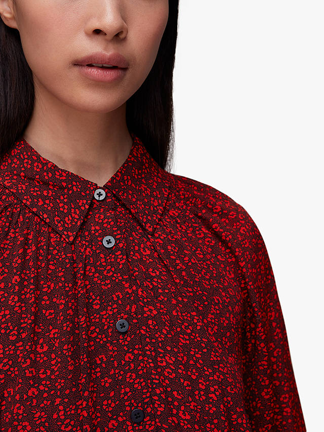 Whistles Pansy Dot Maxi Shirt Dress, Red/Multi