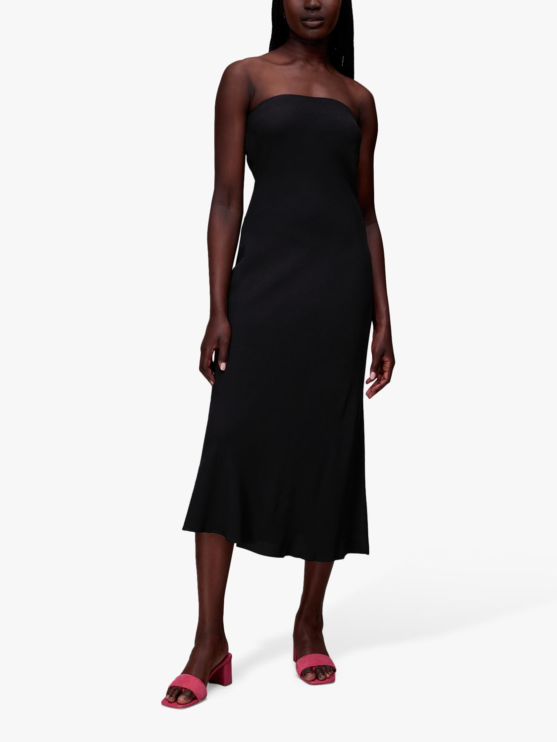 Whistles Bandeau Strapless Midi Dress, Black at John Lewis & Partners