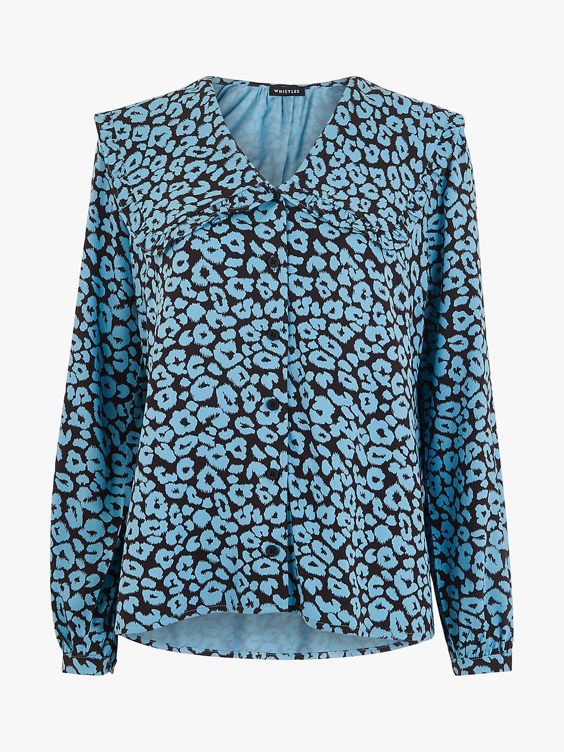 Buy Whistles Fuzzy Leopard Print Collar Blouse, Blue/Multi Online at johnlewis.com