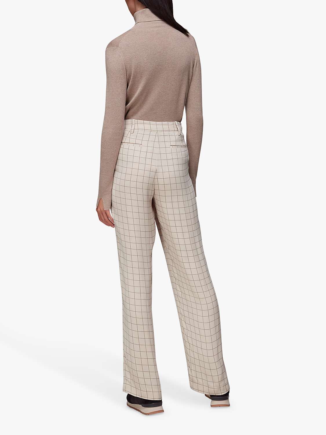 Buy Whistles Niamo Fine Grid Print Trousers, Neutral Online at johnlewis.com