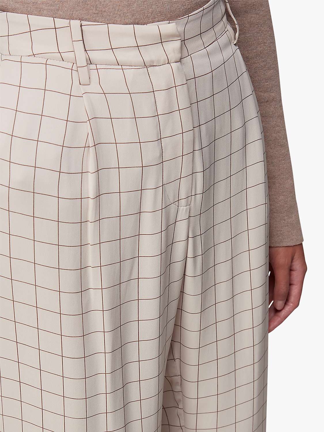 Buy Whistles Niamo Fine Grid Print Trousers, Neutral Online at johnlewis.com