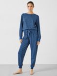 HUSH Joey Leopard Print Jersey Pyjama Set, Dark Blue/Navy
