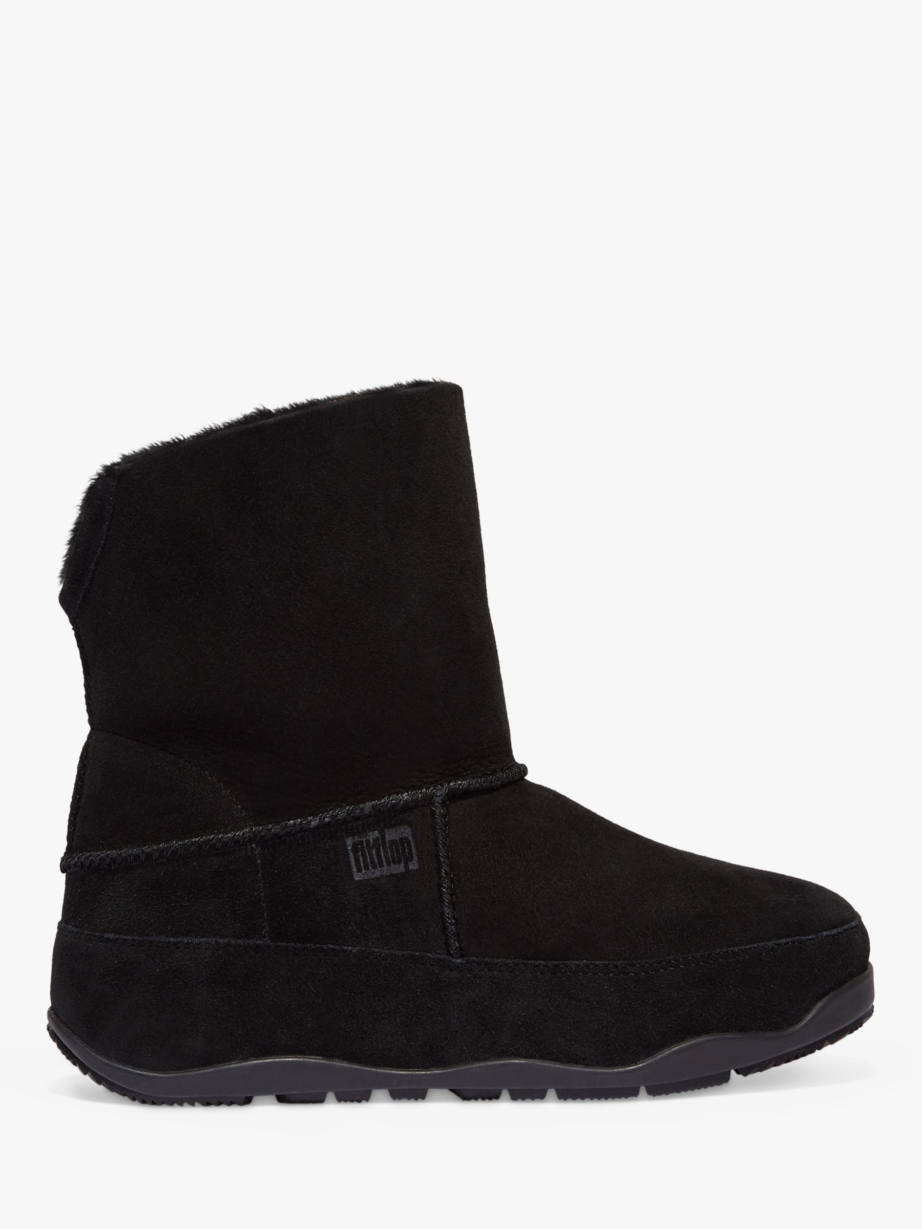 FitFlop Mukluk Suede Ankle Boots, All Black at John Lewis & Partners