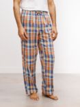 John Lewis Organic Cotton Check Lounge Pants, Orange Blue