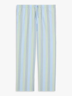 John Lewis Organic Cotton Poplin Stripe Pyjama Bottoms, Blue at